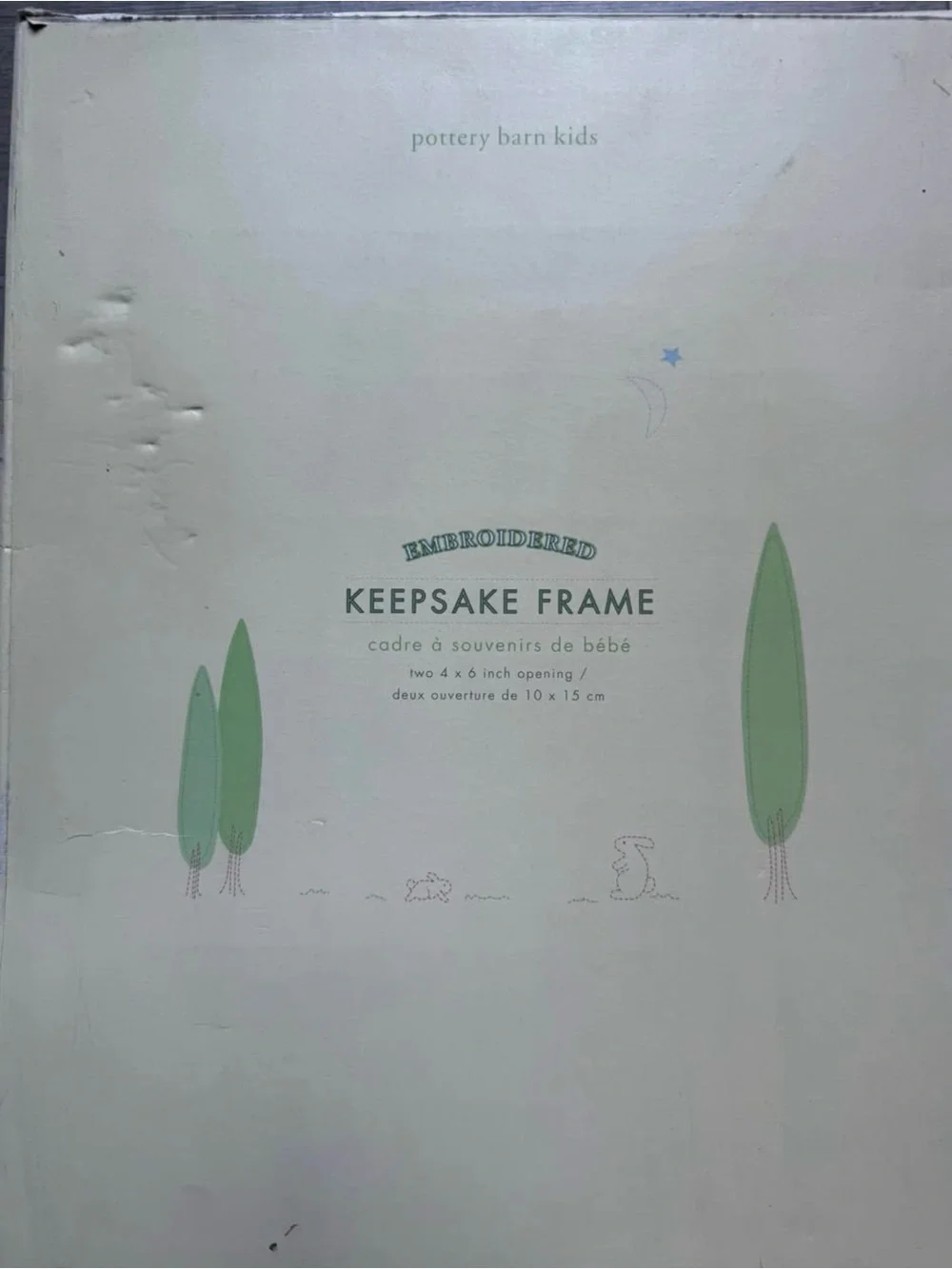 Pottery Barn Kids Embroidered Keepsake Frame two 4x6 pictures